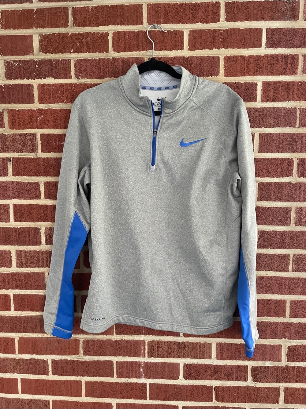 Nike Gray and Blue Men's Sweatshirt